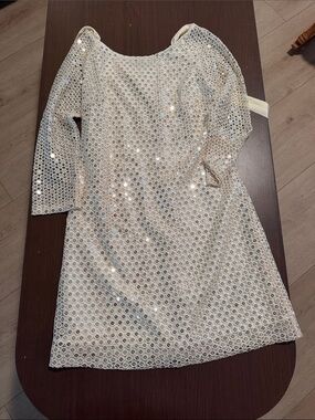 Lilly Pulitzer Ivory Sequin Long Sleeve Shift Dress